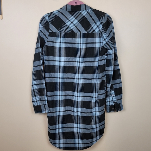 Joie Black/Blue Plaid Button Down Shirt Dress size M - Picture 8 of 8